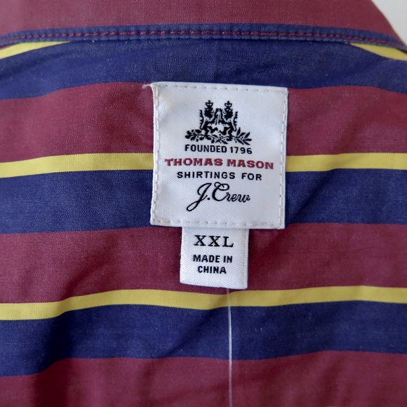J. Crew Thomas Mason Classy Burgundy Navy Stripe Billow Sleeve Blouse NWT - Picture 11 of 12
